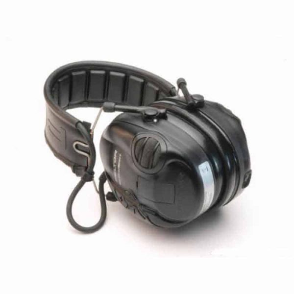 A pair of black Tactical Sport Ear Muffs on a white background.