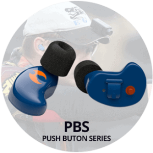 ShotHunt hearing protection push button series.