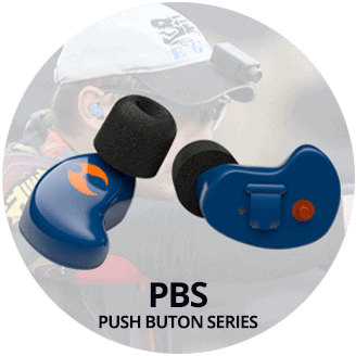ShotHunt hearing protection push button series.