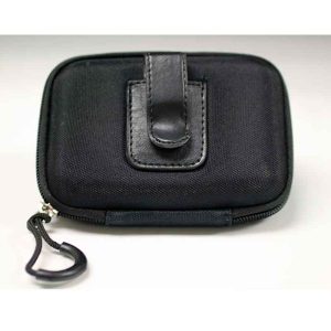 A rectangular compact zipper case with a handle.