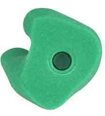 A green waterproof custom-fit earplug made by EAR Customized Hearing for water sports and swimming.