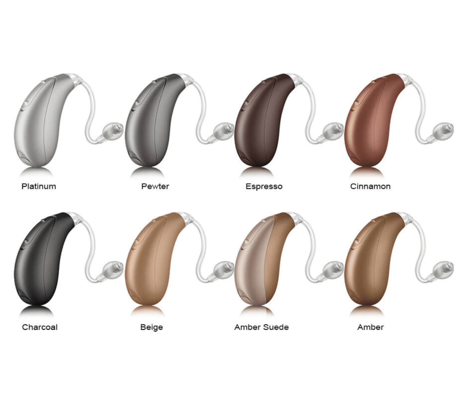 A set of Multifunctional QuickFit MF Pro-Hearing Aid and Earplug Combo in different colors.