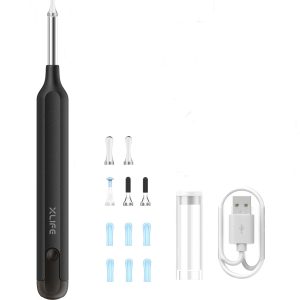 Black X1 EAR/BeBird otoscope with 21 tips, cover and charging cord.