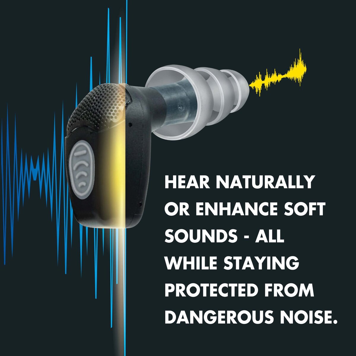 GunSport Pro Elite Rechargeable Electronic Ear Plugs, EAR Customized Hearing Protection. Hear naturally or enhance soft sounds - all while staying protected from dangerous noise.